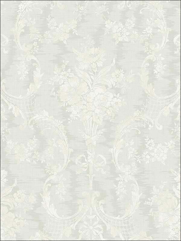Framed Bouquet wallpaper in cool morning color - pattern number MV80017 - by Wallquest in the Vintage Home II collection