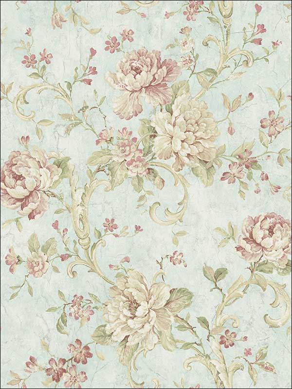 Antiqued Rose fabric in morning rose color - pattern number MV80402 - by Wallquest in the Vintage Home II collection