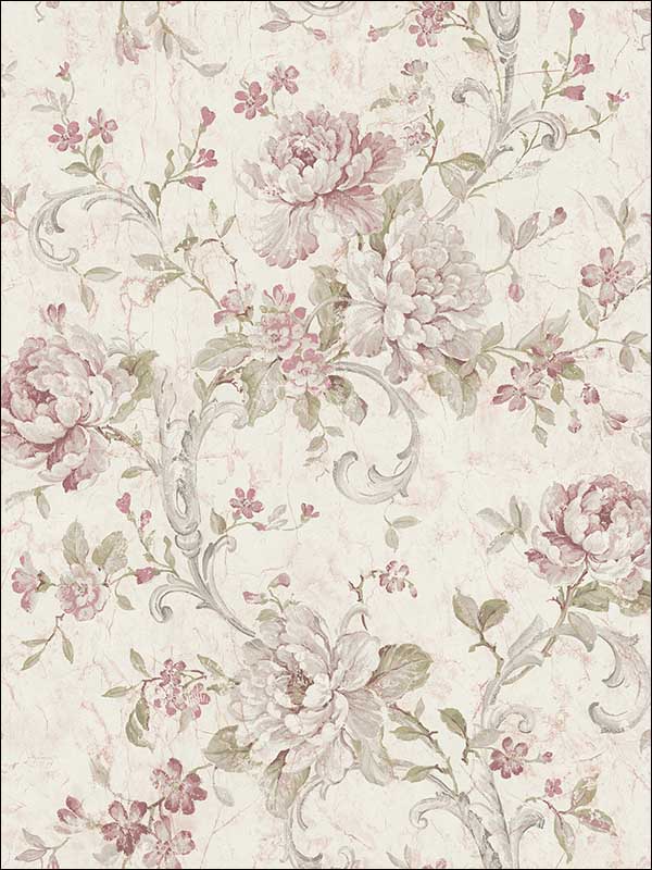 Antiqued Rose fabric in dusty mauve color - pattern number MV80409 - by Wallquest in the Vintage Home II collection