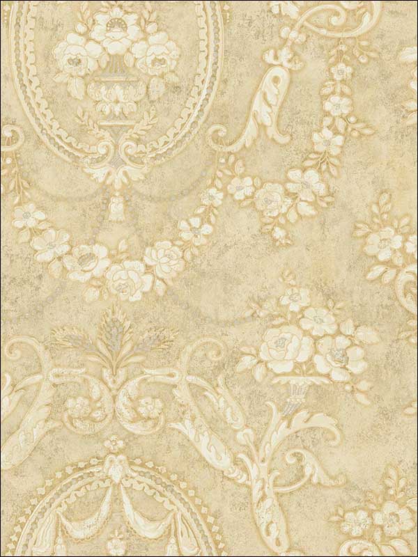 Frills Cameo fabric in antique luster color - pattern number MV80605 - by Wallquest in the Vintage Home II collection
