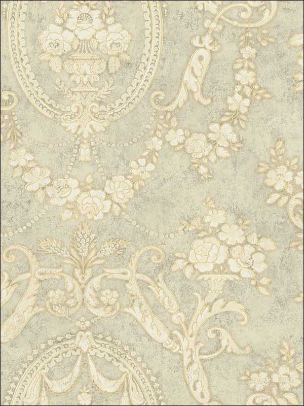 Frills Cameo fabric in plated color - pattern number MV80608 - by Wallquest in the Vintage Home II collection
