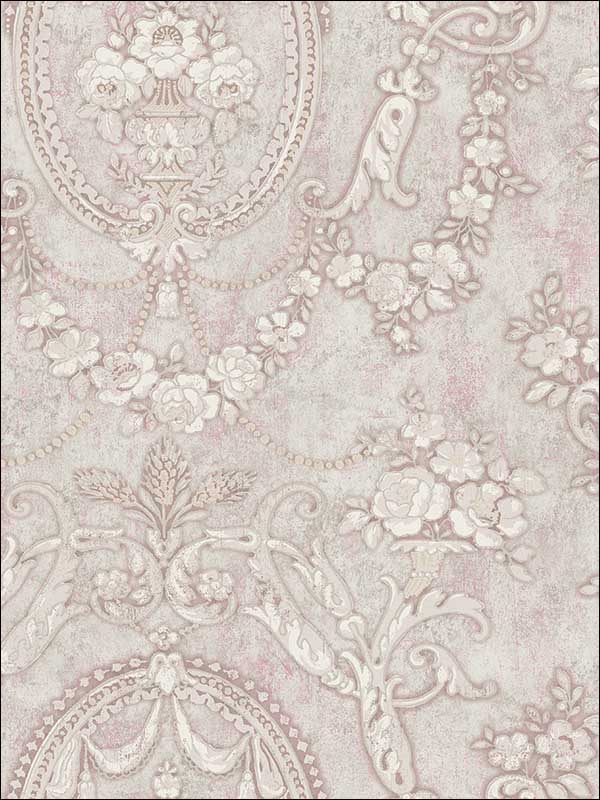 Frills Cameo fabric in violet color - pattern number MV80609 - by Wallquest in the Vintage Home II collection