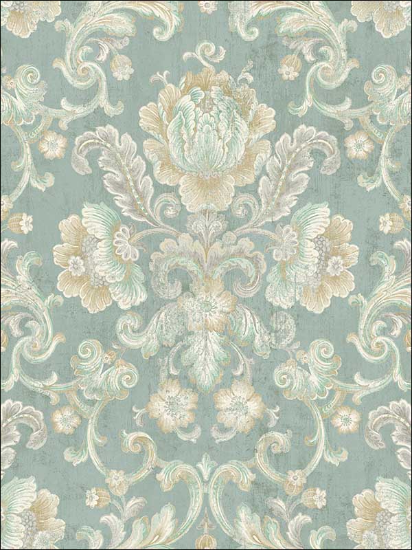 Vintage Cameo fabric in seafoam color - pattern number MV80904 - by Wallquest in the Vintage Home II collection