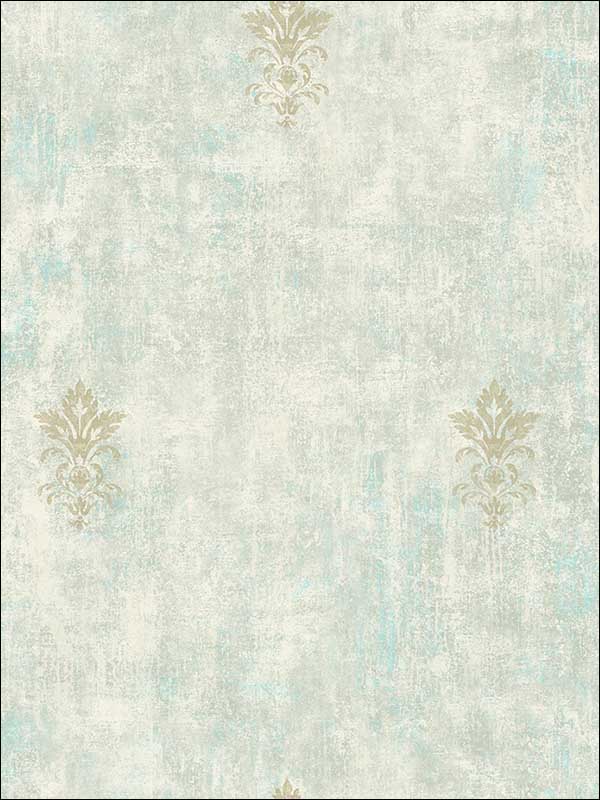 Vintage Fleur de lis fabric in seafoam color - pattern number MV81004 - by Wallquest in the Vintage Home II collection