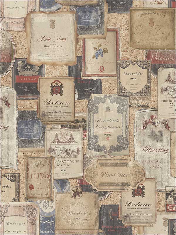 Vintage Wine fabric in merlot color - pattern number MV81201 - by Wallquest in the Vintage Home II collection