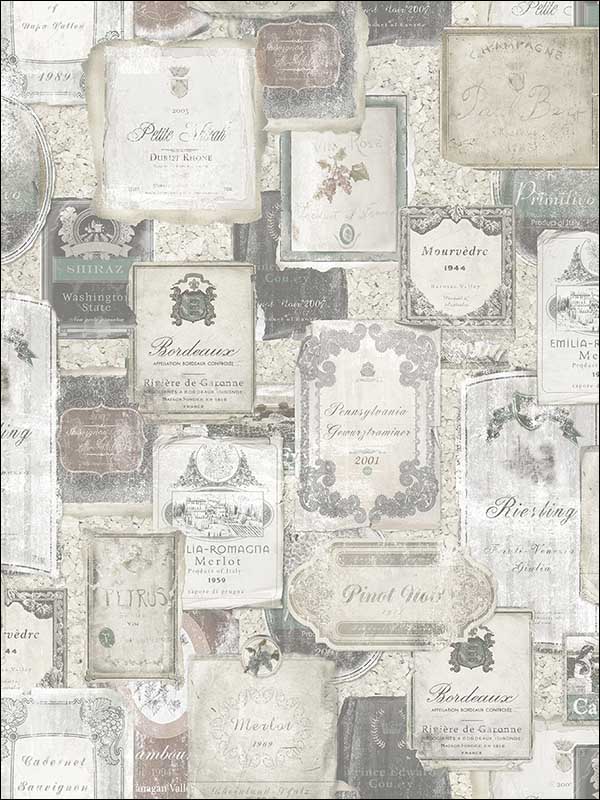 Vintage Wine fabric in aged neutral color - pattern number MV81208 - by Wallquest in the Vintage Home II collection