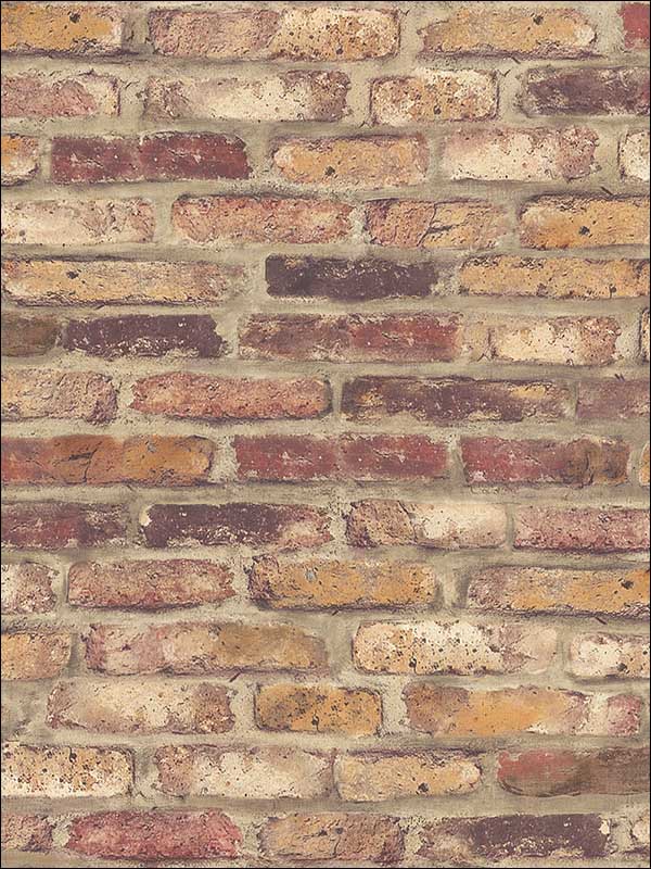 Vintage Brick fabric in red brick color - pattern number MV81401 - by Wallquest in the Vintage Home II collection