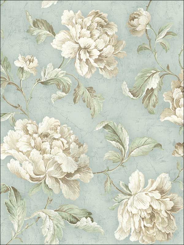 Vintage Floral Trail fabric in vintage blue color - pattern number MV81502 - by Wallquest in the Vintage Home II collection