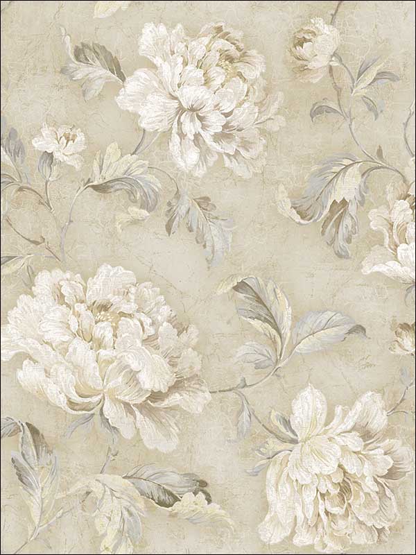 Vintage Floral Trail fabric in sand color - pattern number MV81507 - by Wallquest in the Vintage Home II collection
