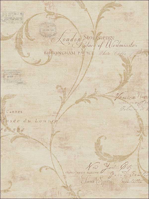 Vintage Scroll fabric in sienna color - pattern number MV82101 - by Wallquest in the Vintage Home II collection
