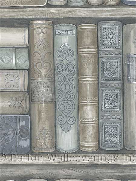 Bookcase fabric in slate color - pattern number LL36203 - by Patton Norwall in the Illusions 2 collection