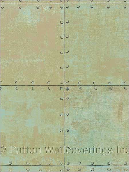 Metal Tile wallpaper in sage color - pattern number LL36225 - by Patton Norwall in the Illusions 2 collection
