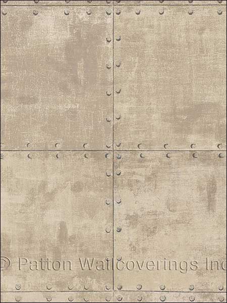 Metal Tile wallpaper in bisque color - pattern number LL36227 - by Patton Norwall in the Illusions 2 collection