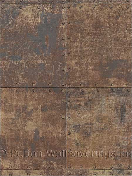 Metal Tile wallpaper in brown color - pattern number LL36228 - by Patton Norwall in the Illusions 2 collection
