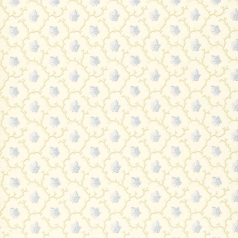 Coral Leaf fabric in blue color - pattern number 203683 - by Schumacher in the Essential Wallcoverings Small Prints collection
