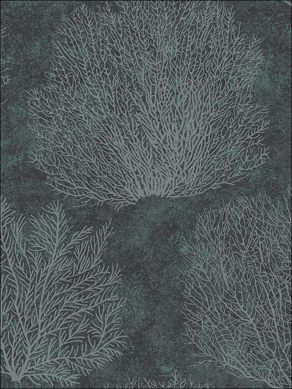 Oliver fabric in silver and ocean color - pattern number CR75702 - by Carl Robinson in the Carl Robinson 15 Sea Glass collection
