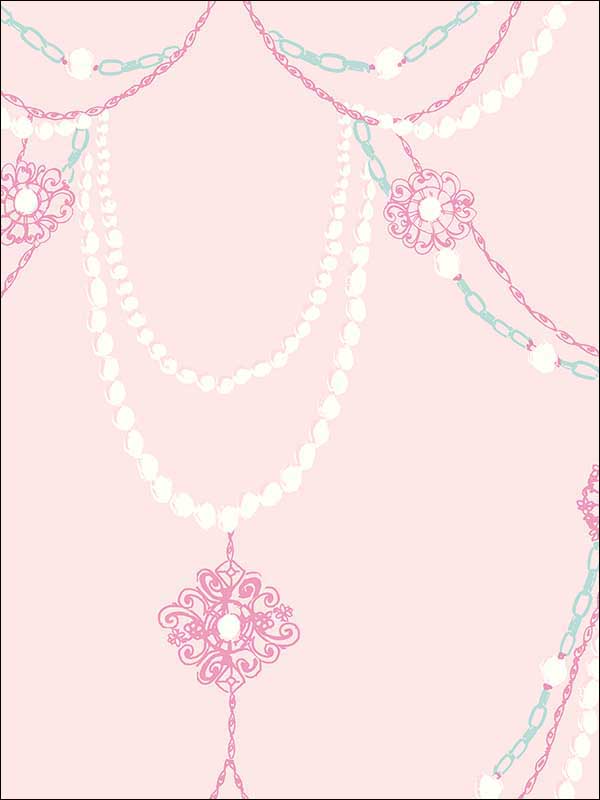 Dressed Up Drape wallpaper in blush and teal color - pattern number FA40701 - by Seabrook in the Playdate Adventure collection