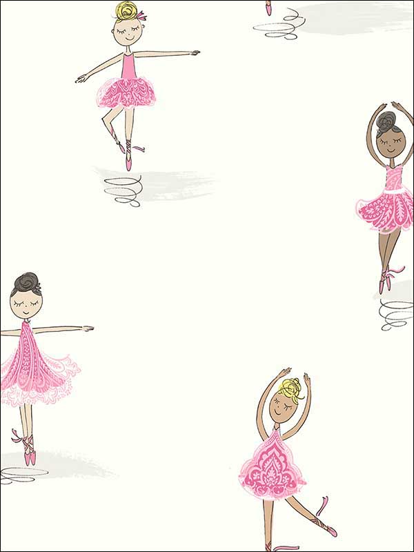 Tiny Dancers wallpaper in bubblegum and white color - pattern number FA40801 - by Seabrook in the Playdate Adventure collection