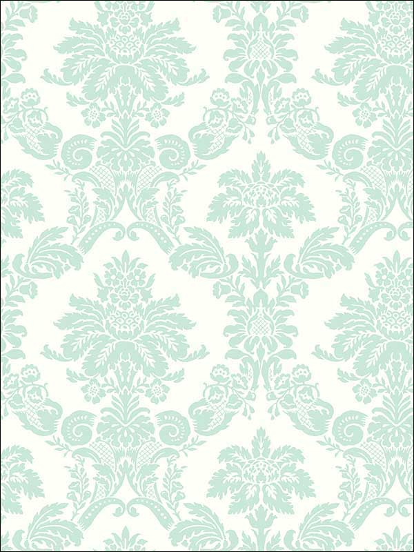 Glitter Damask fabric in teal and white color - pattern number FA40904 - by Seabrook in the Playdate Adventure collection