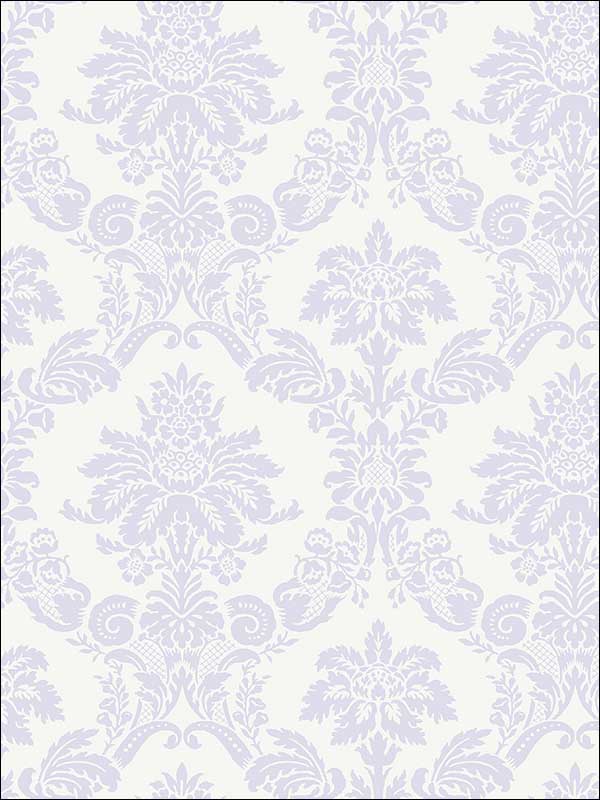 Glitter Damask fabric in lilac and white color - pattern number FA40909 - by Seabrook in the Playdate Adventure collection