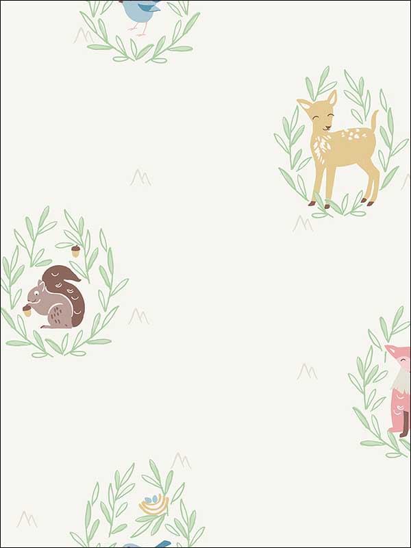 Furry Friends fabric in gold pink and brown color - pattern number FA41105 - by Seabrook in the Playdate Adventure collection