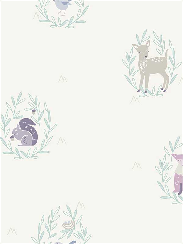 Furry Friends fabric in blue gray and purple color - pattern number FA41109 - by Seabrook in the Playdate Adventure collection