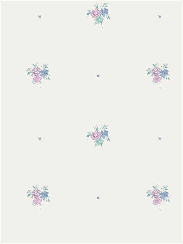 Little Posy wallpaper in periwinkle and lilac color - pattern number FA41509 - by Seabrook in the Playdate Adventure collection