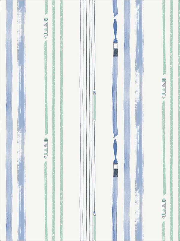 Outside the Lines wallpaper in periwinkle and teal color - pattern number FA42404 - by Seabrook in the Playdate Adventure collection