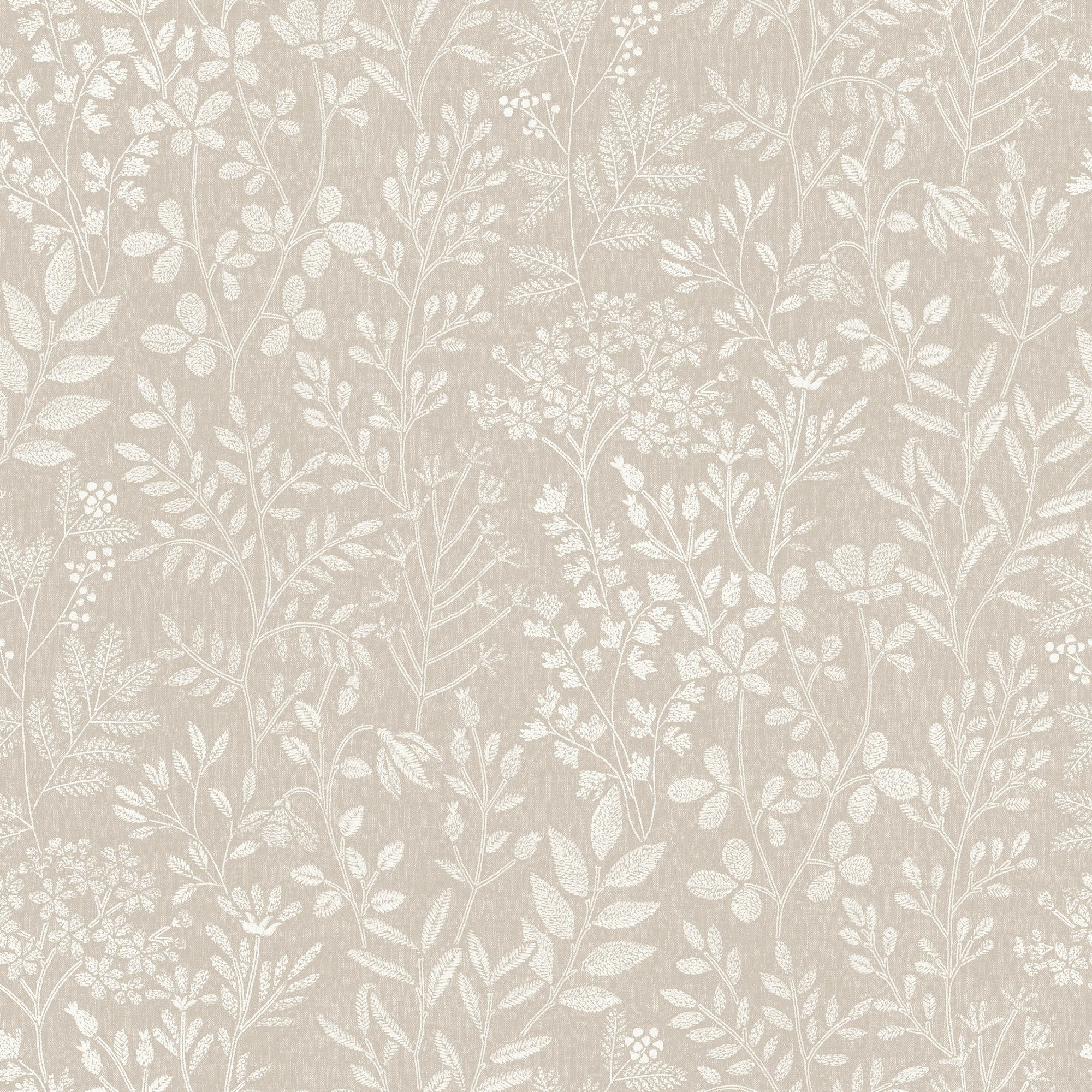 Branched Leaves All-over Wallpaper in beige color - pattern number KR205002 - by Grandeco in the Karuna collection