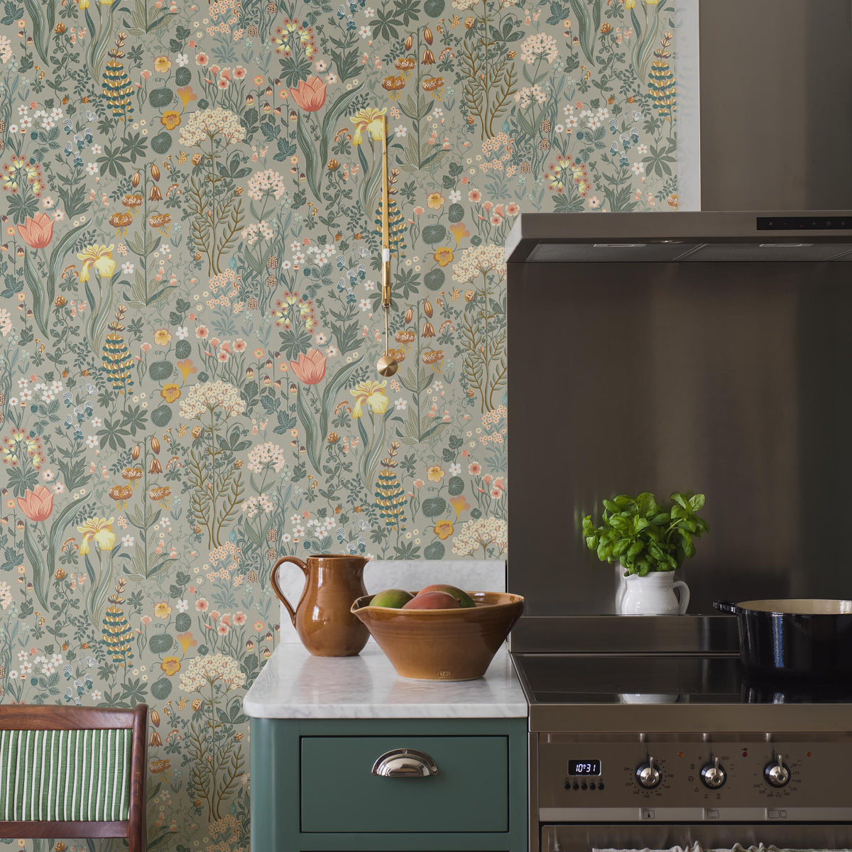 Blomsterhav Wallpaper in taupe color - pattern number 2054 - by Schumacher in the Borastapeter collection
