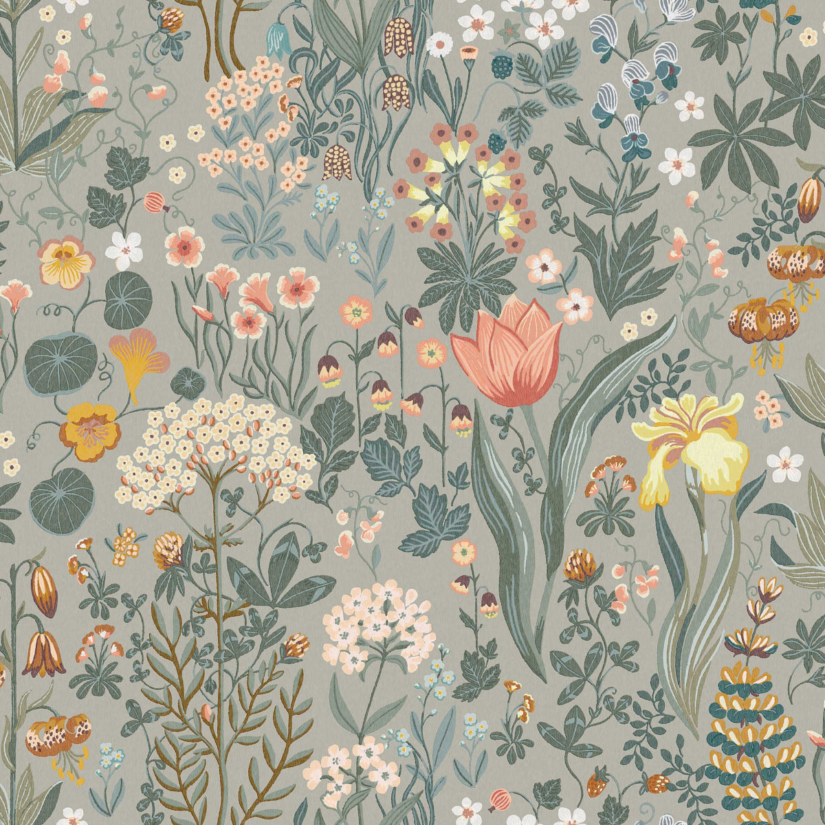 Blomsterhav Wallpaper in taupe color - pattern number 2054 - by Schumacher in the Borastapeter collection
