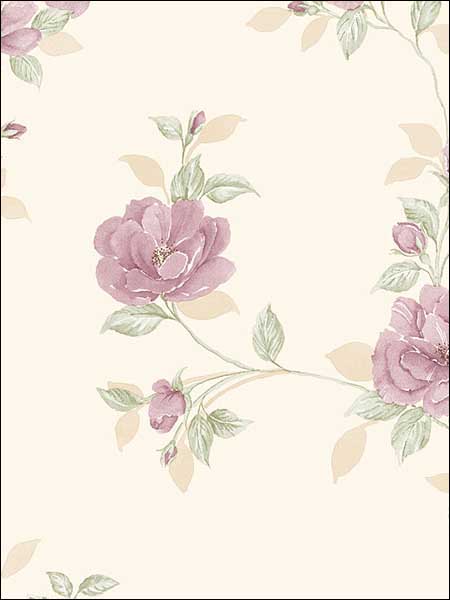 In Register Rose Trail fabric in cream pink green color - pattern number IM36404 - by Patton Norwall in the Silk Impressions 2 collection