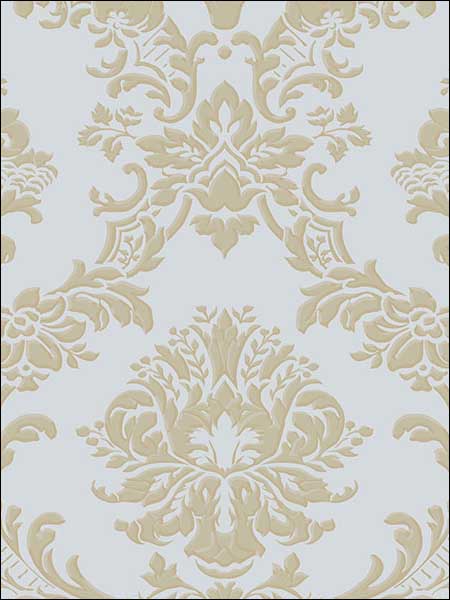 In Reg Classic Damask fabric in blue metallic gold color - pattern number IM36405 - by Patton Norwall in the Silk Impressions 2 collection