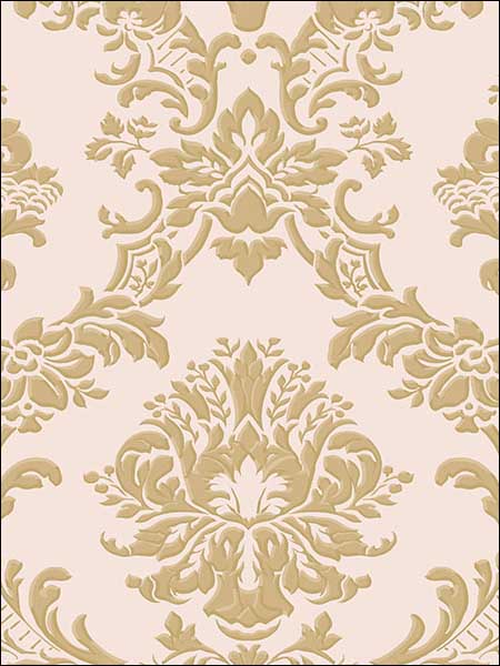 In Reg Classic Damask fabric in metallic gold pink color - pattern number IM36406 - by Patton Norwall in the Silk Impressions 2 collection
