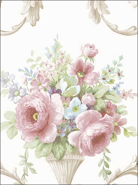 In Register Ornamental Floral fabric in pink blue taupe color - pattern number IM36419 - by Patton Norwall in the Silk Impressions 2 collection