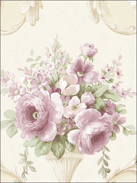 In Register Ornamental Floral fabric in light cream pink green color - pattern number IM36422 - by Patton Norwall in the Silk Impressions 2 collection