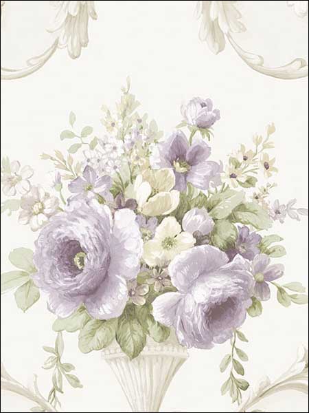 In Register Ornamental Floral fabric in beige purple yellow color - pattern number IM36423 - by Patton Norwall in the Silk Impressions 2 collection