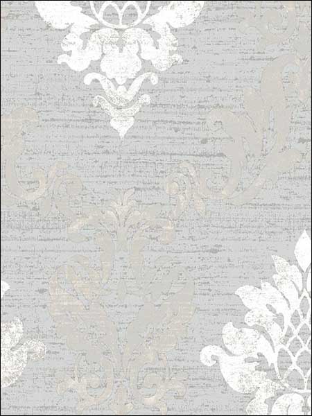 In Reg Classic Damask fabric in metallic silver grey color - pattern number IM36426 - by Patton Norwall in the Silk Impressions 2 collection