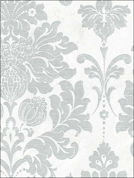 In Reg Classic Damask fabric in metallic silver pearl white color - pattern number MD29419 - by Patton Norwall in the Silk Impressions 2 collection