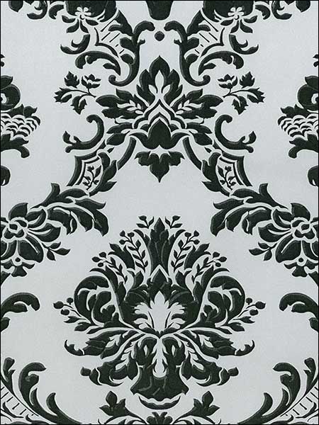 In Reg Classic Damask fabric in metallic silver black color - pattern number MD29433 - by Patton Norwall in the Silk Impressions 2 collection