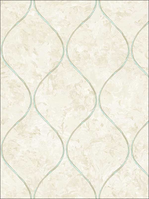 Ogee fabric in metallic teal and greige color - pattern number FI70501 - by Seabrook in the French Impressionist collection