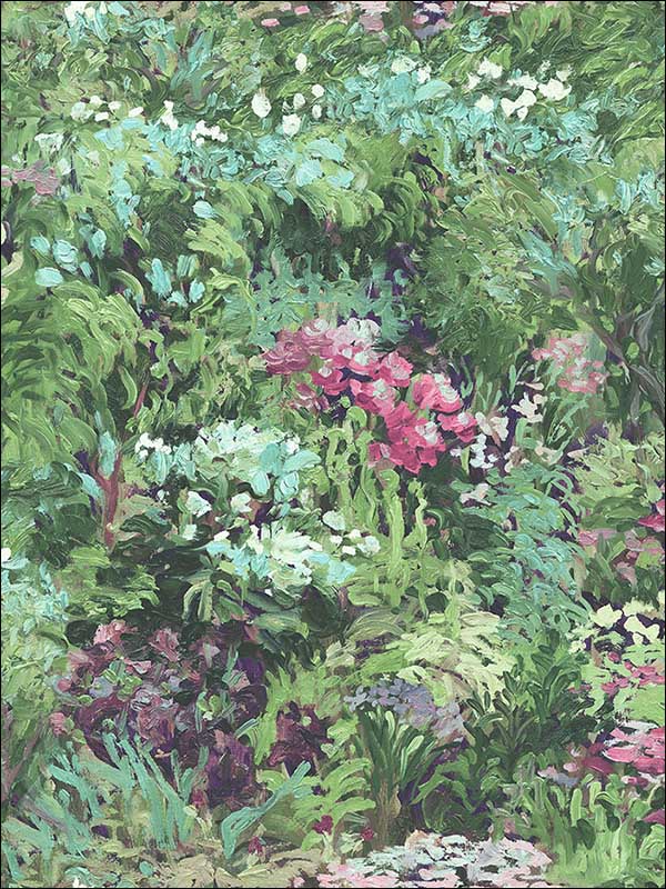 Floral fabric in green violet and pink color - pattern number FI70701 - by Seabrook in the French Impressionist collection