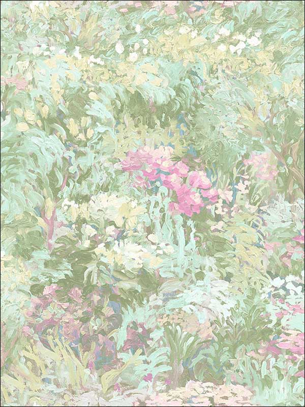 Floral fabric in metallic teal green and pink color - pattern number FI70702 - by Seabrook in the French Impressionist collection