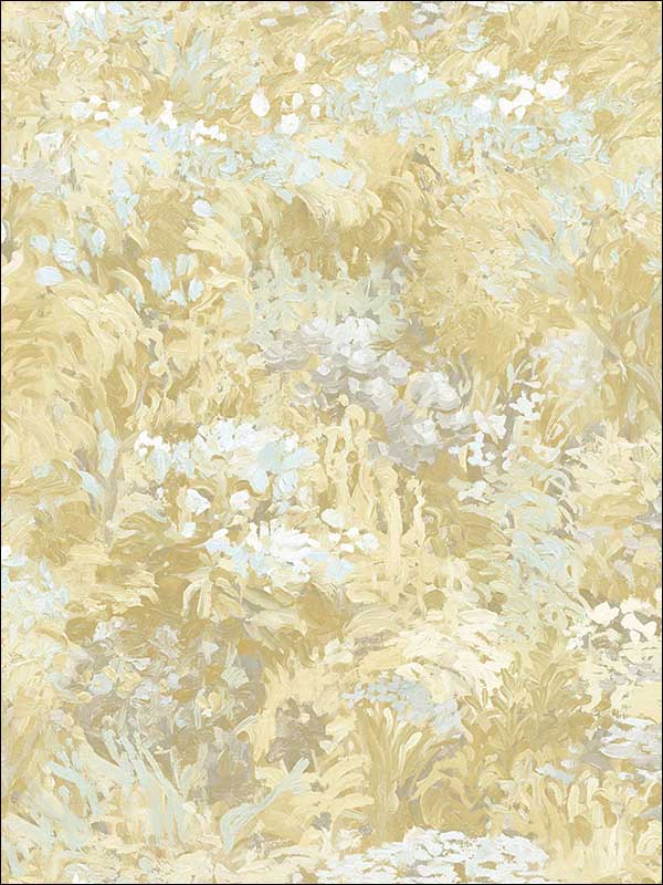 Floral fabric in metallic powder blue gold and cream color - pattern number FI70705 - by Seabrook in the French Impressionist collection