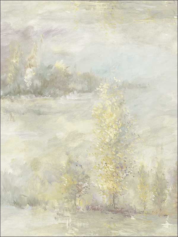 Tree Line fabric in metallic gold powder blue and mauve color - pattern number FI70807 - by Seabrook in the French Impressionist collection
