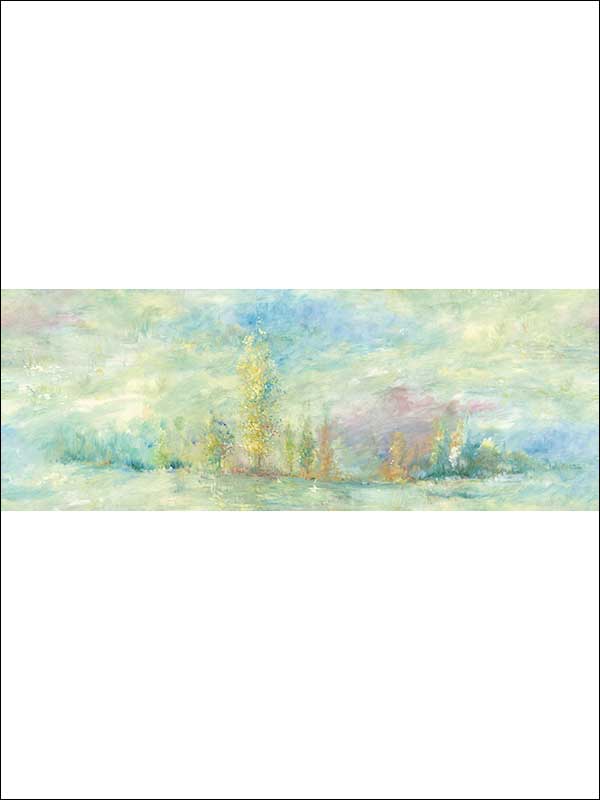 Tree Line 6 Panel mural in blue color - pattern number FI71900M - by Seabrook in the French Impressionist collection