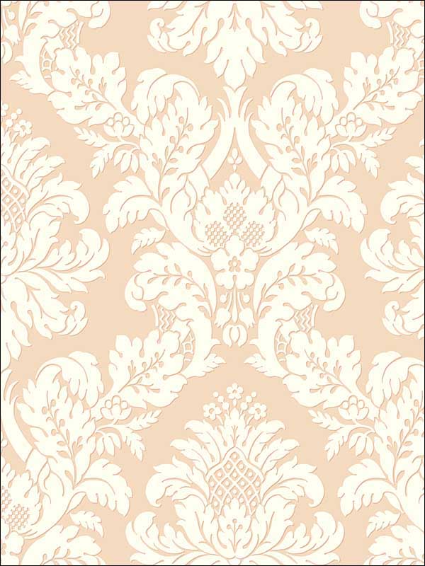 Raised Glitter Damask fabric in blush color - pattern number UK10456 - by Seabrook in the Mica by Pear Tree Studios collection
