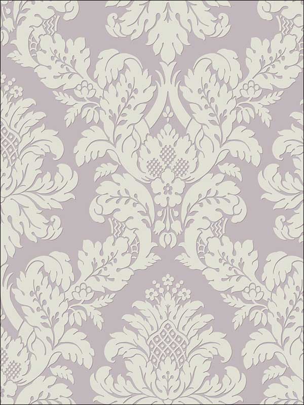 Raised Glitter Damask fabric in lavender color - pattern number UK10481 - by Seabrook in the Mica by Pear Tree Studios collection