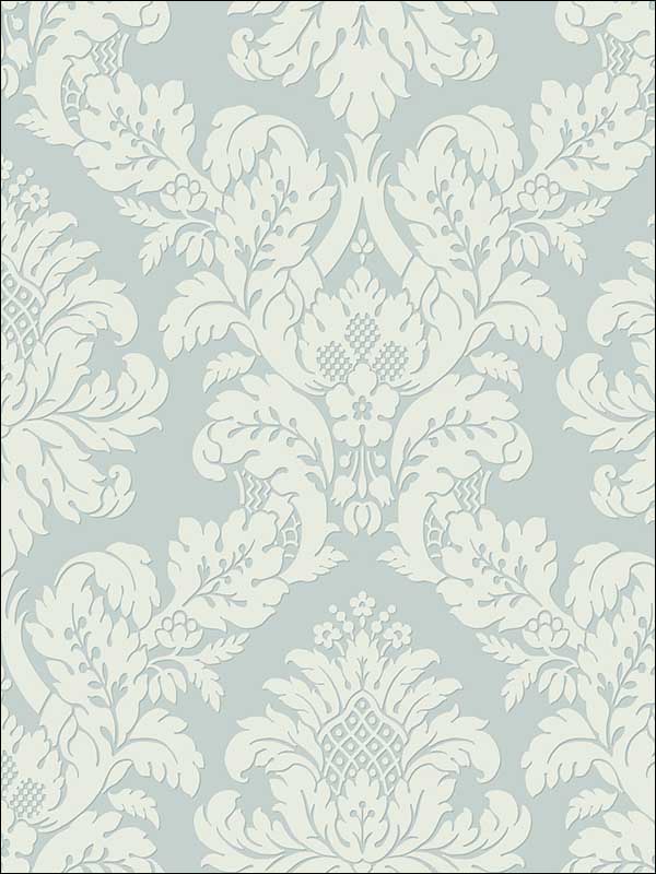 Raised Glitter Damask fabric in blue color - pattern number UK10482 - by Seabrook in the Mica by Pear Tree Studios collection