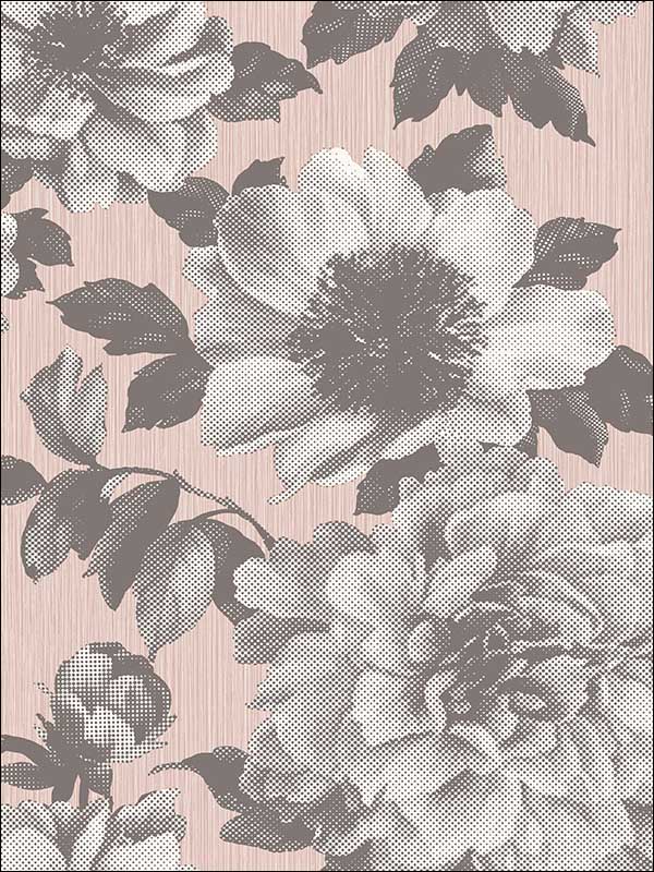Halftone Floral wallpaper in pink color - pattern number UK11101 - by Seabrook in the Mica by Pear Tree Studios collection